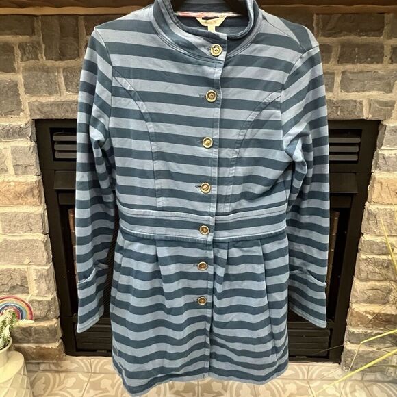 Matilda Jane Women's Size S Jacket Coat Fall Breeze Blue Striped Button Up Front - Picture 1 of 10